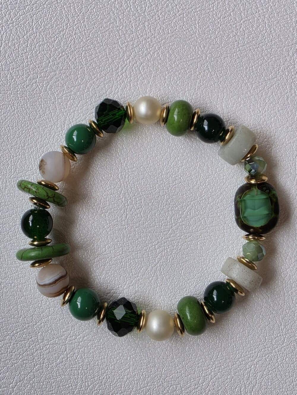 Handcrafted Green Bead Bracelet
